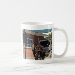Stopped for a Spell, An Amiish Horse at stop sign Coffee Mug