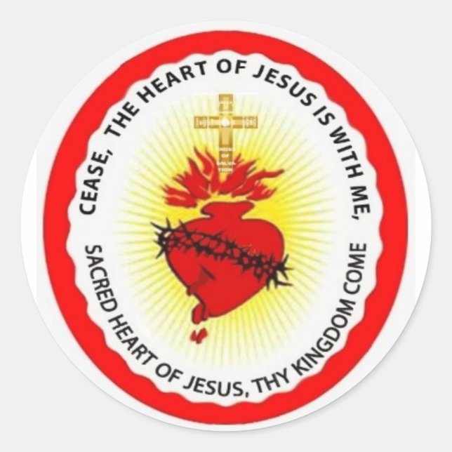 Stopper Sign / Shield Sacred Heart of Jesus Classic Round Sticker (Front)