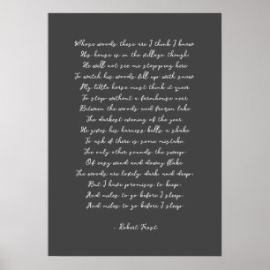 Stopping by Woods on a Snowy Evening, Robert Frost Poster