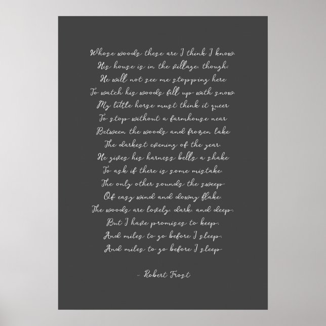 Stopping by Woods on a Snowy Evening, Robert Frost Poster (Front)