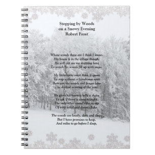 Stopping by Woods Snowy Evening Robert Frost Poem Notebook
