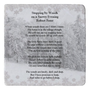 Stopping by Woods Snowy Evening Robert Frost Poem Trivet