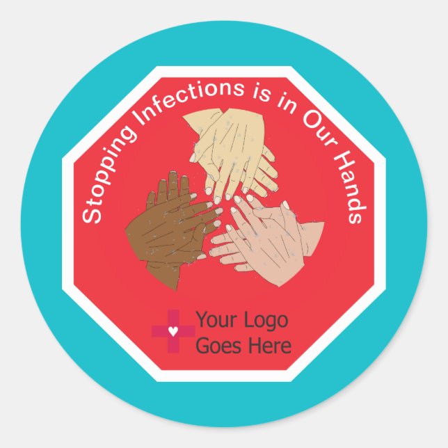 Stopping Infections is in Our Hands Hand Hygiene Classic Round Sticker (Front)