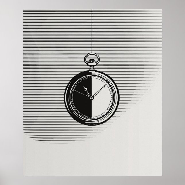 Stopwatch clock modern minimalist line art poster (Front)
