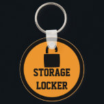 Storage Locker Orange Keychain<br><div class="desc">Here is a great way to keep your storage locker keys organized and easier to find. Orange and black graphic art design features a unlocked padlock.  Text message can easily be changed to read garden shed,  boat lock,  bike lock,  summer rental,  garage key,  gate key,  or other handy message.</div>