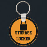 Storage Locker Orange Keychain<br><div class="desc">Here is a great way to keep your storage locker keys organized and easier to find. Orange and black graphic art design features a unlocked padlock.  Text message can easily be changed to read garden shed,  boat lock,  bike lock,  summer rental,  garage key,  gate key,  or other handy message.</div>