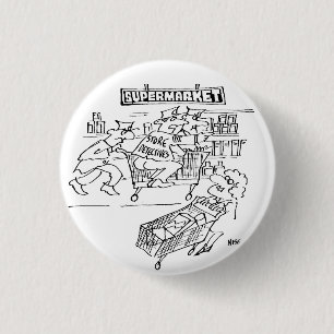 Store Detectives at a Supermarket 1 Inch Round Button
