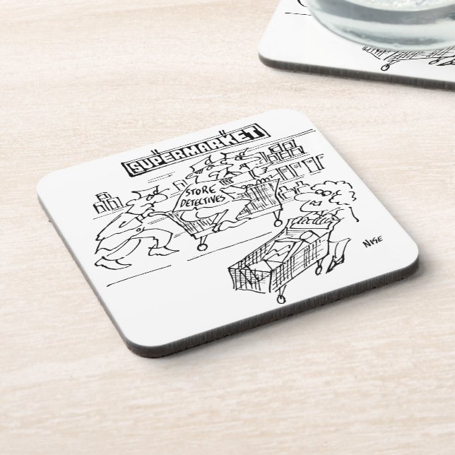Store Detectives at a Supermarket Coaster (Left Side)