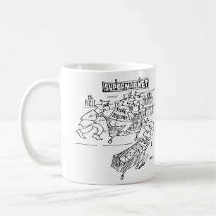 Store Detectives Riding a Supermarket Trolley Coffee Mug