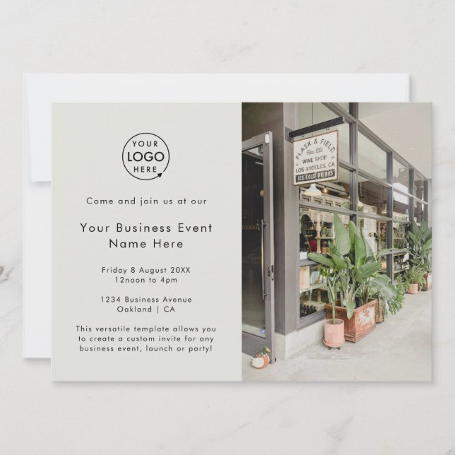 Store Event | Grey Modern Photo Business Launch Invitation (Front)