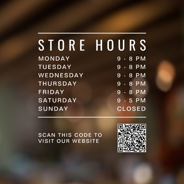 Store Hours QR Code Window Cling (Store Hours QR Code Window Cling)