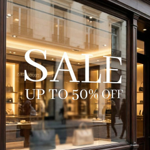 Store Sale Elegant Editable Business Minimal White Window Cling