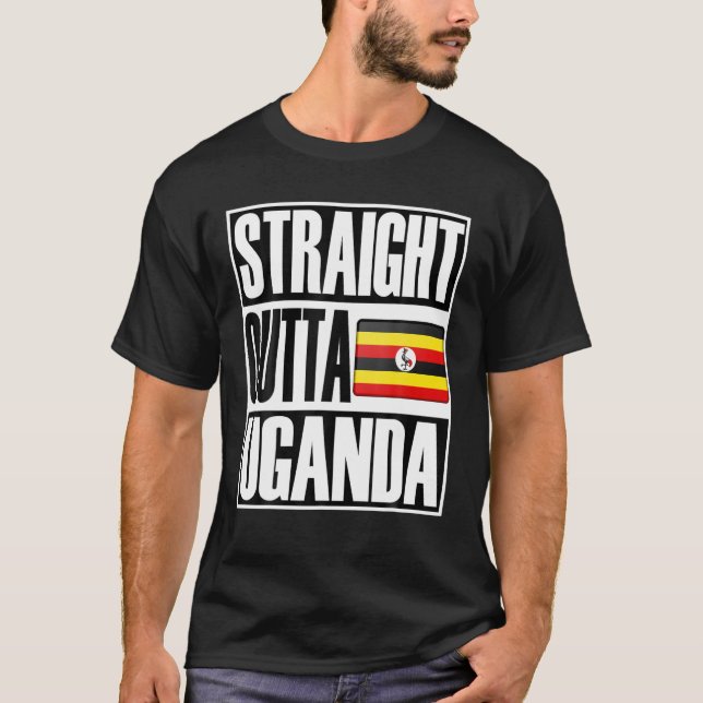 Storecastle: Straight Outta Uganda Funny Gift Flag T-Shirt (Front)