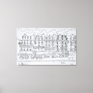 Storefronts along Rue Daguerre Paris, France Canvas Print