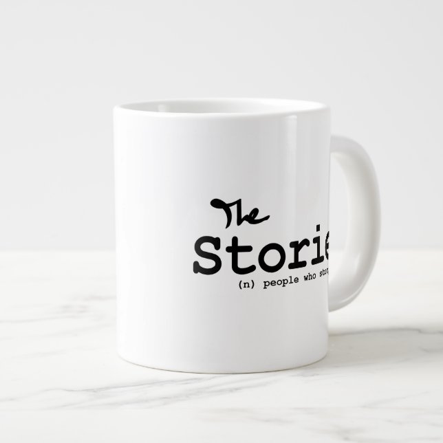 Storiers - Mug blanc avec logo de la lettre noire (Devant droit)