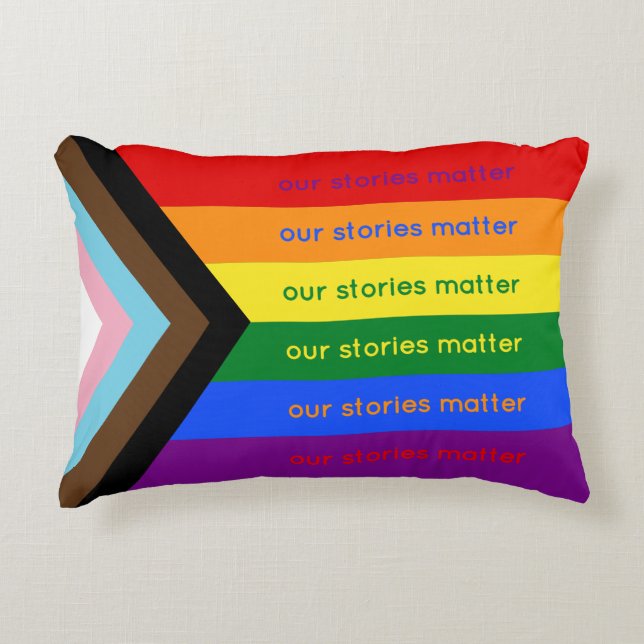 Stories Matter Gay Pride Intersection Rainbow Flag Accent Pillow (Front)