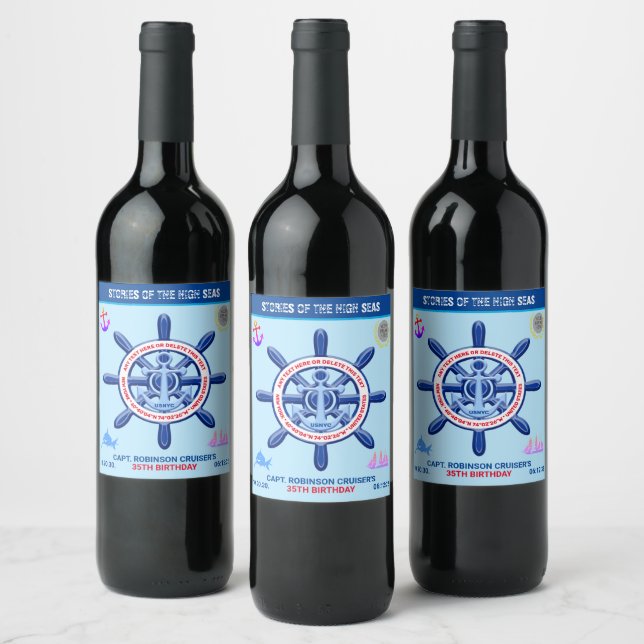 Stories Of The High Seas. Funny, Customizable Wine Label (Bottles)