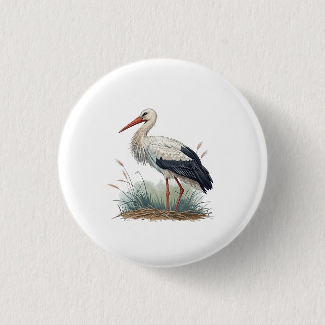 Stork 1 Inch Round Button (Front)