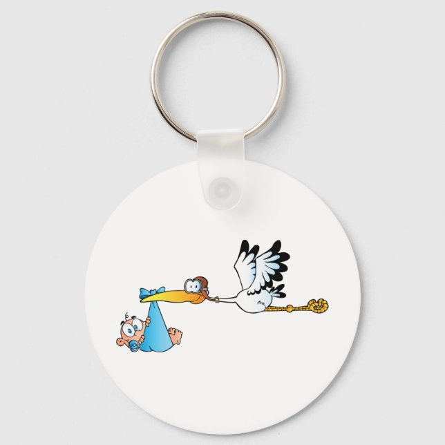 Stork and Baby Boy Keychain (Front)