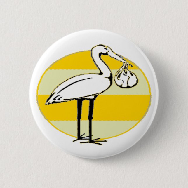 Stork and Baby Bundle 2 Inch Round Button (Front)