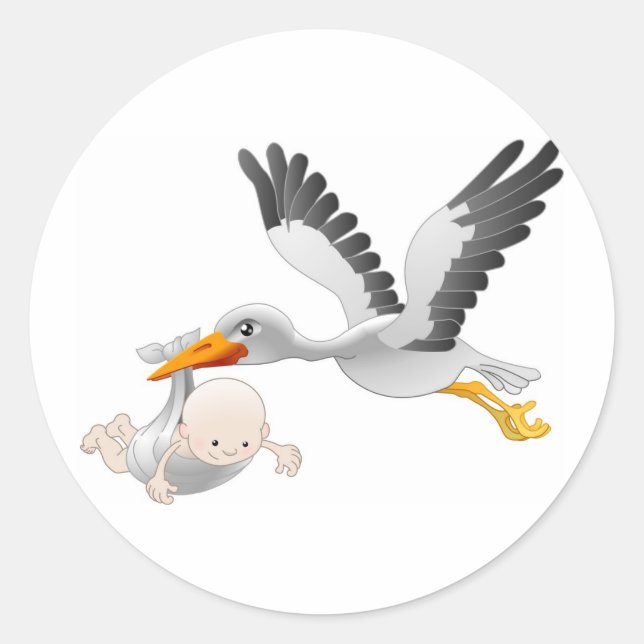 stork and baby classic round sticker (Front)