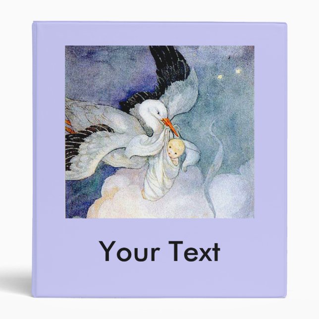 Stork and Baby Customizable Binder (Front)