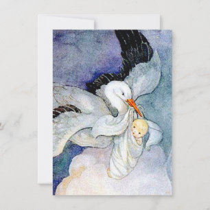 Stork and Baby Customizable Invitation