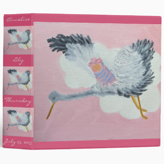 Stork and Baby Girl Binder