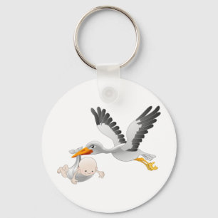 stork and baby keychain