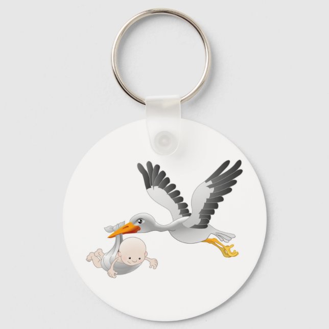 stork and baby keychain (Front)