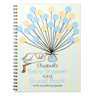 Stork and Balloons Baby Shower Guest Book