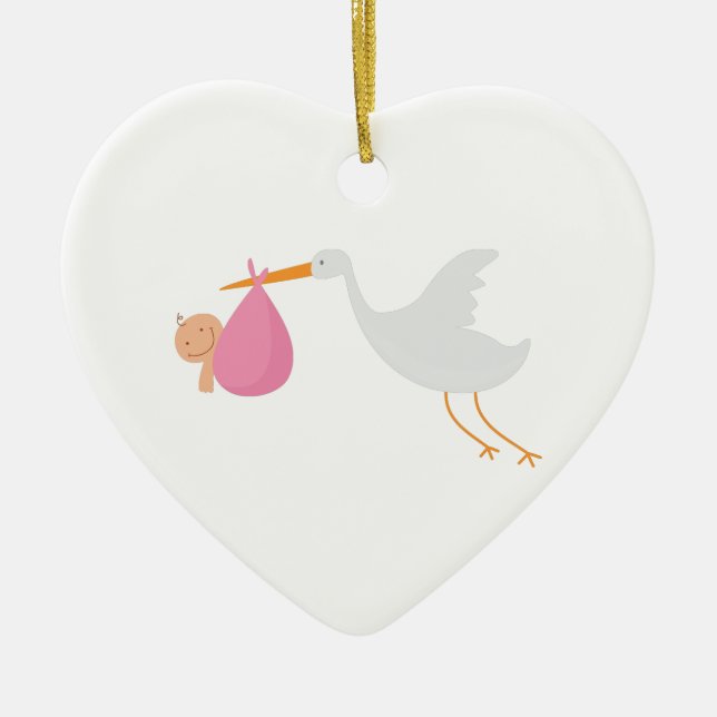 Stork Arrival Ceramic Ornament (Front)