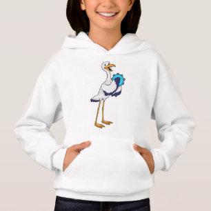 Stork as Musician with Tambourine