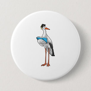 Stork as Teacher with Book 3 Inch Round Button