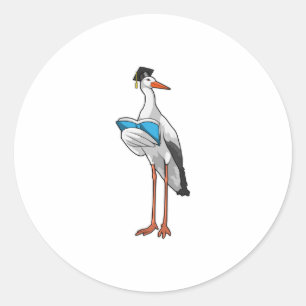 Stork as Teacher with Book Classic Round Sticker