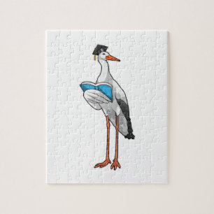 Stork as Teacher with Book Jigsaw Puzzle