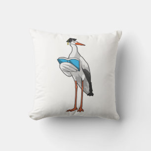 Stork as Teacher with Book Throw Pillow