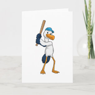 Stork at Baseball with Baseball bat Card