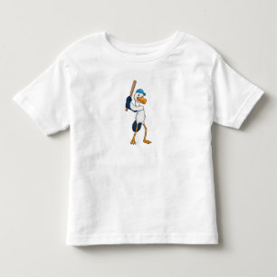 Stork at Baseball with Baseball bat Toddler T-shirt