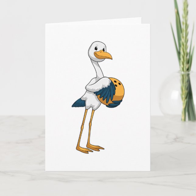 Stork at Bowling with Bowling ball Card (Front)