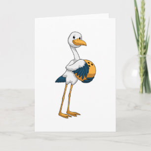 Stork at Bowling with Bowling ball Card