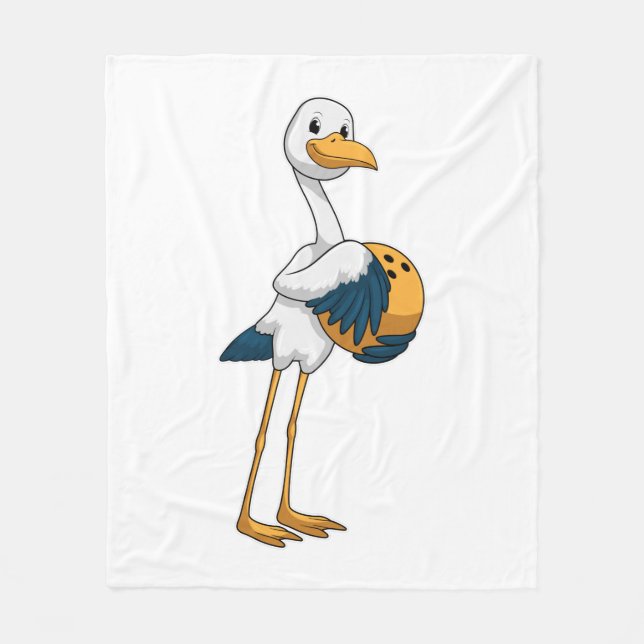 Stork at Bowling with Bowling ball Fleece Blanket (Front)