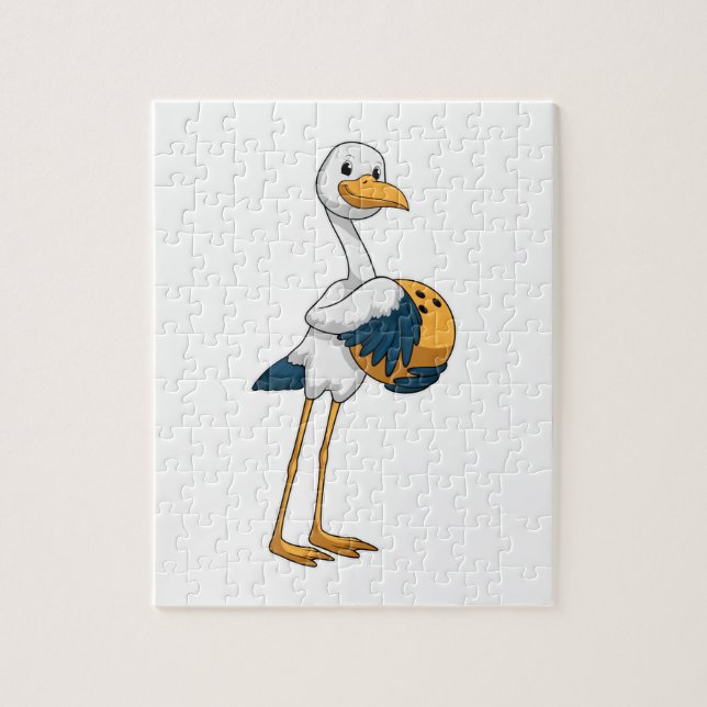 Stork at Bowling with Bowling ball Jigsaw Puzzle (Vertical)