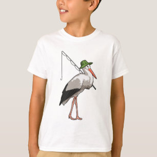 Stork at Fishing with Fishing rod T-Shirt