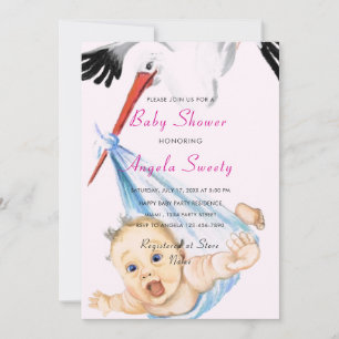 Stork avec Baby Funny Shower Invitation