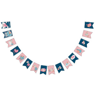 Stork Babies Pink and blue baby shower Bunting Flags