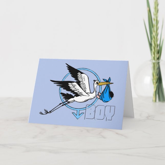 stork baby boy baby shower invitation (Front)