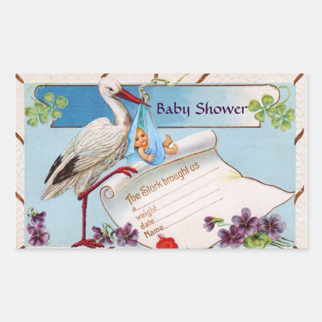 STORK BABY BOY SHOWER 2 STICKER (Front)