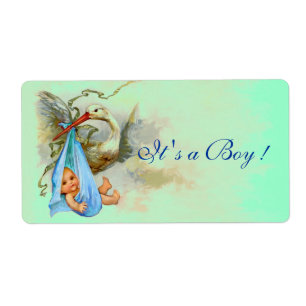 STORK BABY BOY SHOWER BLUE GREEN