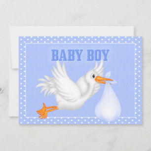 Stork Baby Boy Shower Invitation
